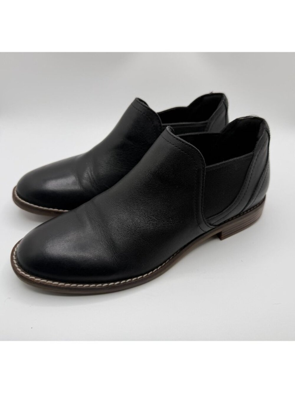Clark Camzin Slip On Booties  Women Size 7.5M Black Leather Minimalist Casual
